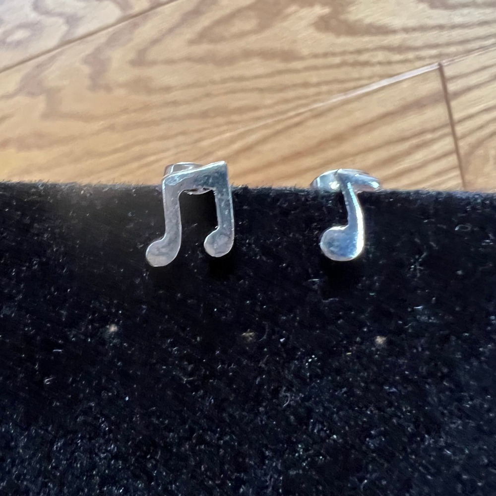 Vintage‎ Mismatched Music & Beamed Eight Note Stud Earrings Silver Tone Teacher